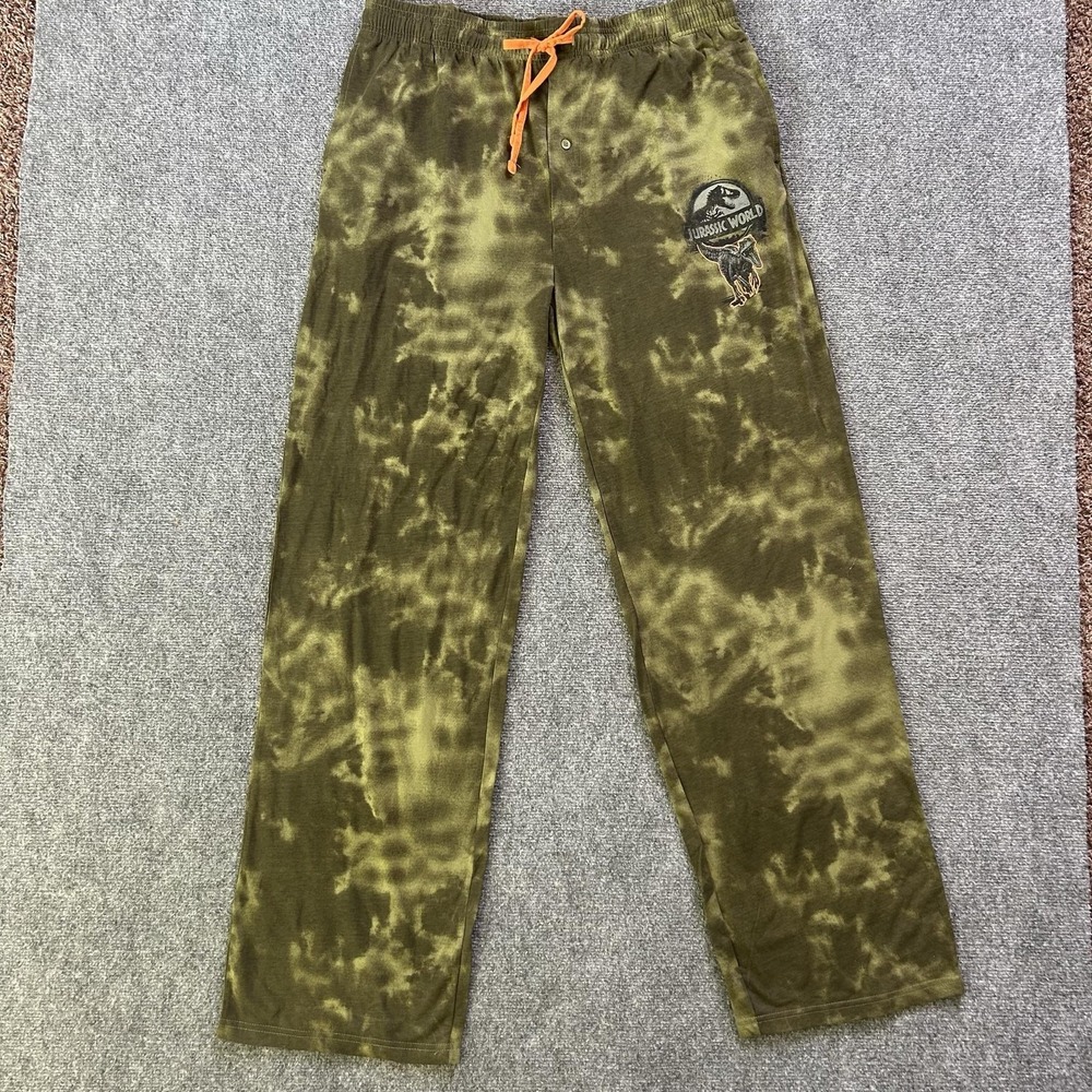 Jurassic World Pajama Pants Mens 2XL Green Tie Dye Dinosaur Graphic Lounge